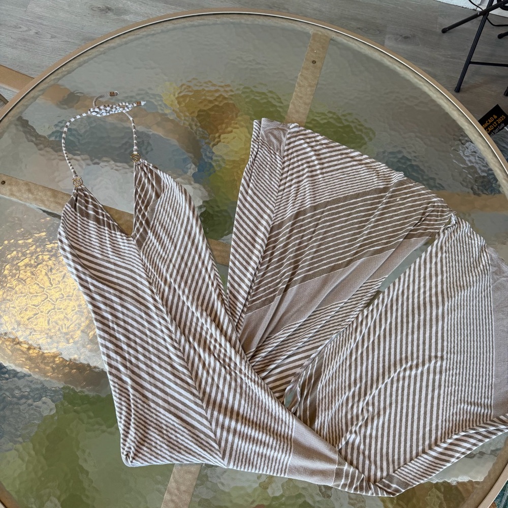 Victoria's Secret Brown and White Striped Maxi Dress